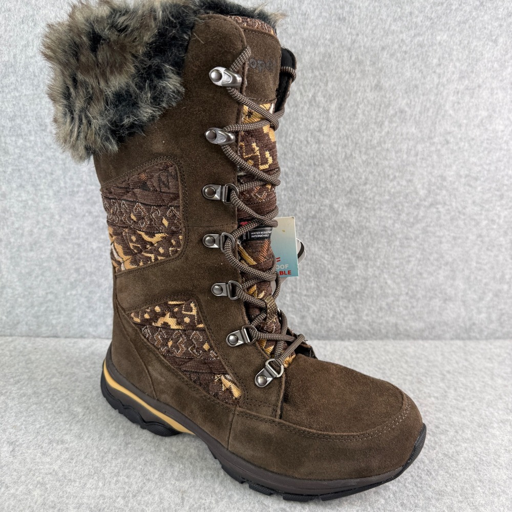 Propet Vayle Women Brown Suede Faux Fur Winter Snow Boots WBX032S Size 8 M